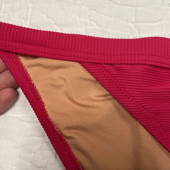 NWT J.Crew Ribbed-trim hipster full-coverage bikini bottom in Fuchsia size L - Picture 3 of 8